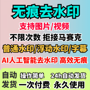 视频去水印软件无痕消除文字AI去除图片字幕水印处理手机电脑神器
