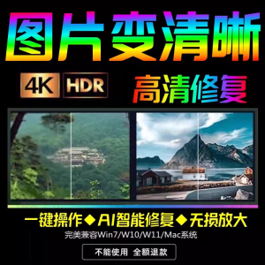 智能AI：图片相片模糊变清晰/高清修复无损放大/黑白上色彩色软件