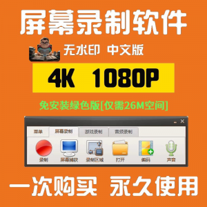 电脑高清1080P录屏录制软件屏幕视频声音录像工具4K无水印mp4格式