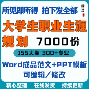 新款大学生职业生涯规划书成长就业赛道学业规划word成品范文ppt