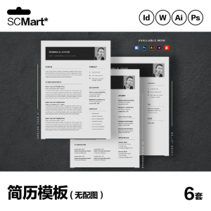 6套高级英文简历Word简历 ai psd设计师简历模板毕业生简历CV29