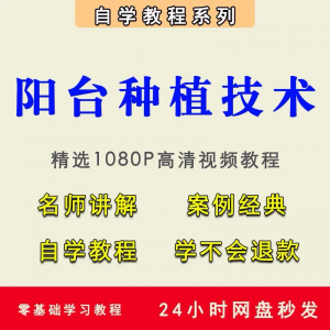 自学阳台种植蔬菜水果盆栽绿植盆景视频教程阳台科学种植技术课程