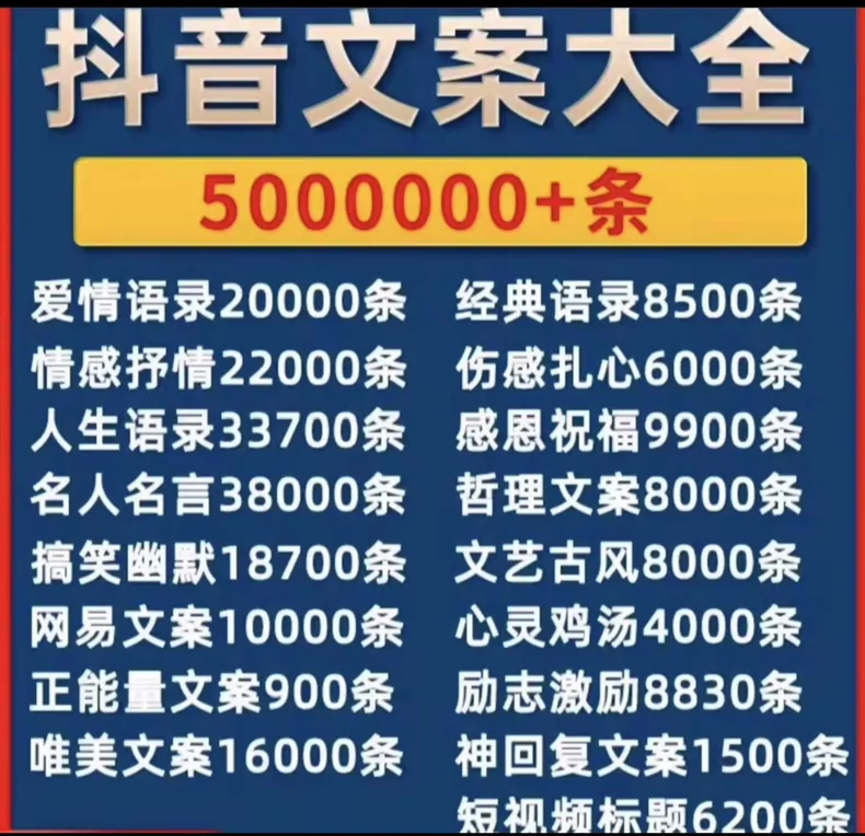 自媒体文案书单号情感语录短视频励志语录口播搞笑段子剧本素材包