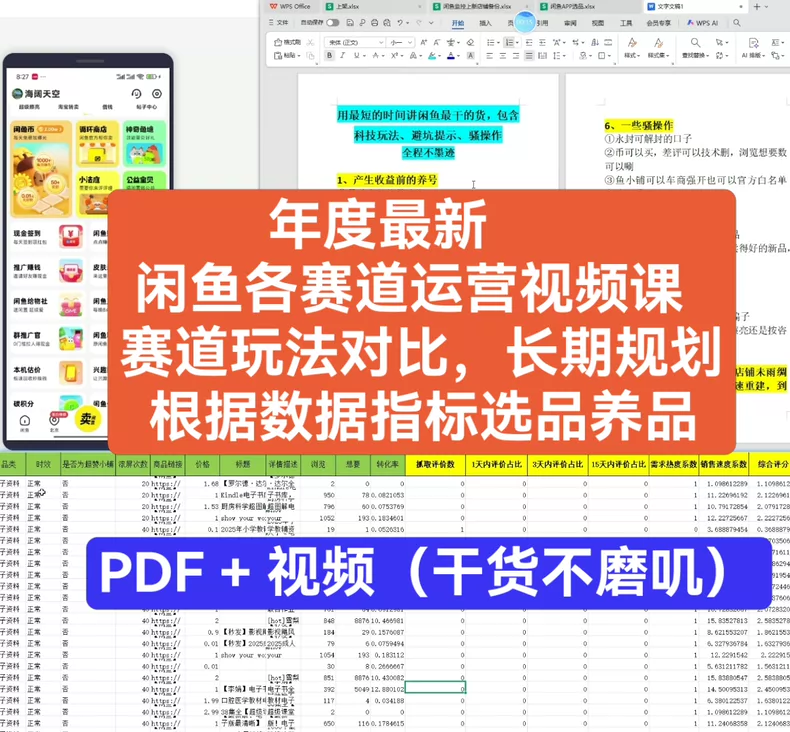 闲鱼虚拟资料运营视频pdf教程，单日100-800+，掌握方法零基础也可快速实现